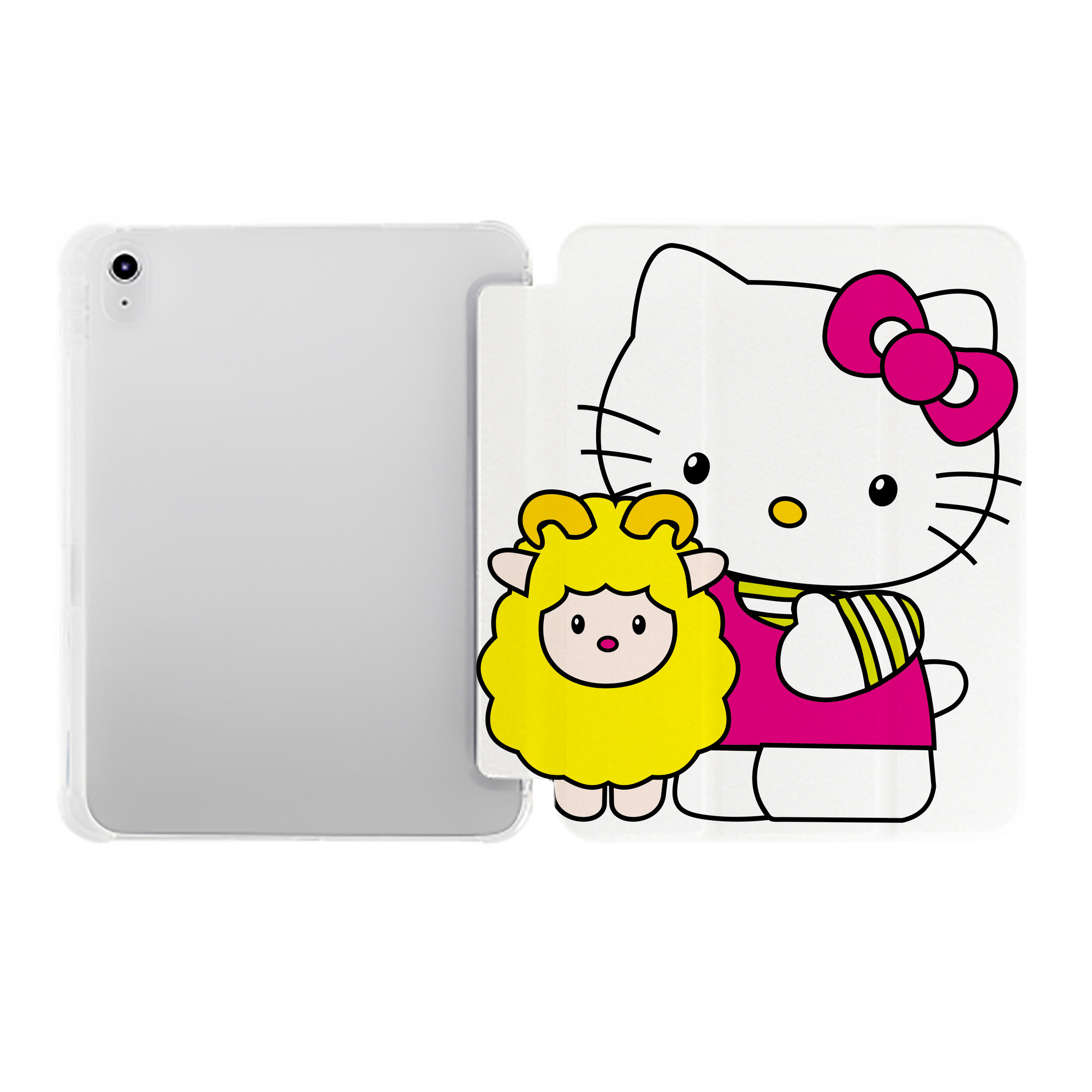 （画像用） Hello Kitty ハローキティ IPad ケース ペン収納付き 三つ折りスタンド PUレザー×シリコン 対応機種9.5/10.5/10.9インチ